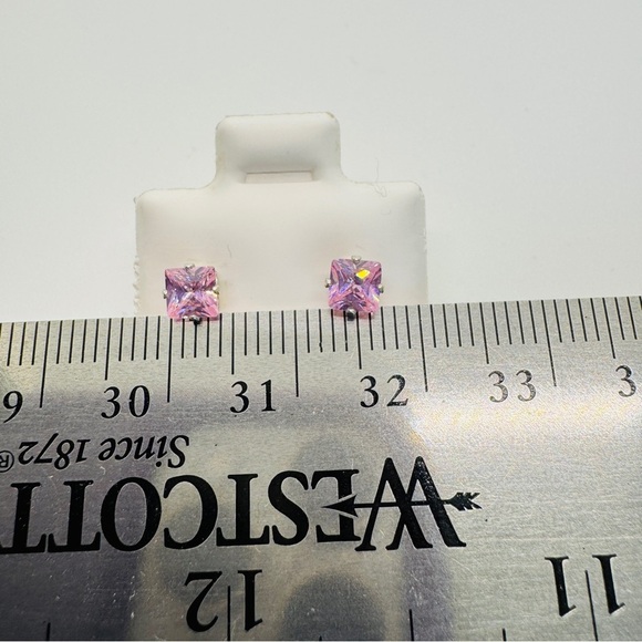 3 Pairs of Sterling Silver Star Earrings Bundle - Black, Pink, Green - Picture 3 of 5